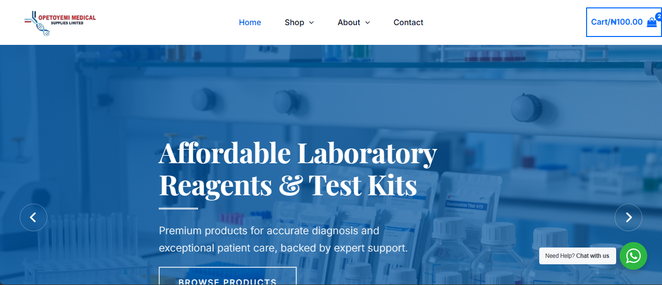 Complete redesign for OPETOYEMI MEDICAL SUPPLY LTD.